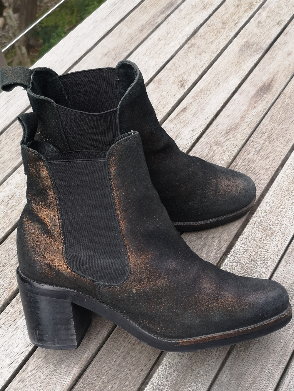 Sixtyseven heeled ankle boots w metallic sheen